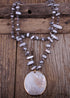 Boho Necklace, RH Big Crystal Shell Purple Necklaces